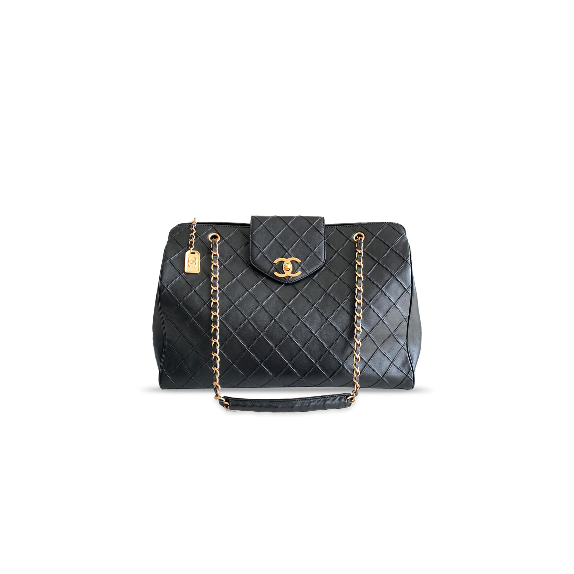 CHANEL BLACK CALFSKIN QUILTED LEATHER OVERNIGHT BAG WITH GOLD HARDWARE 1615276 (43*33*18cm)